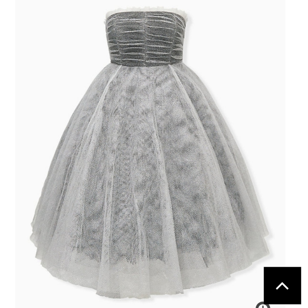 ✨️HOST PICK✨️🆕SZ 16W BETSEY JOHNSON SHINY SILVER TULLE STRAPLESS DRESS - Picture 7 of 10